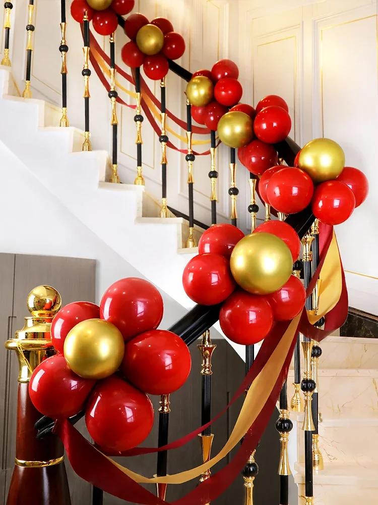 Wedding staircase handrail decoration wedding supplies  room garland arrangement set balloon happy word veil escalator