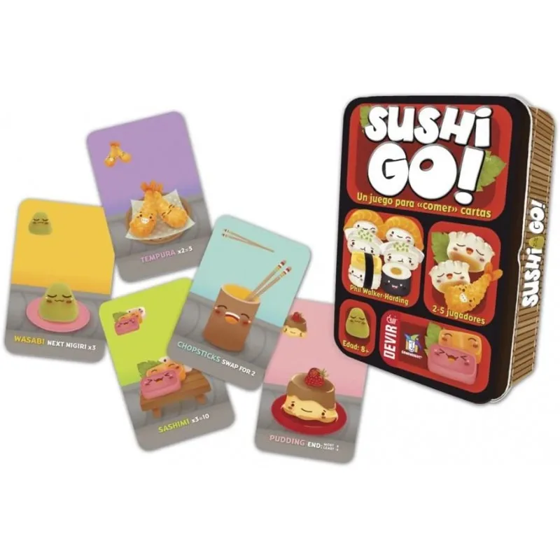 Devir- Sushi Go Juego de Mesa, Multicolor- Dimensiones del Producto: Largo x Ancho x Alto De 16 x 5 x 9cm