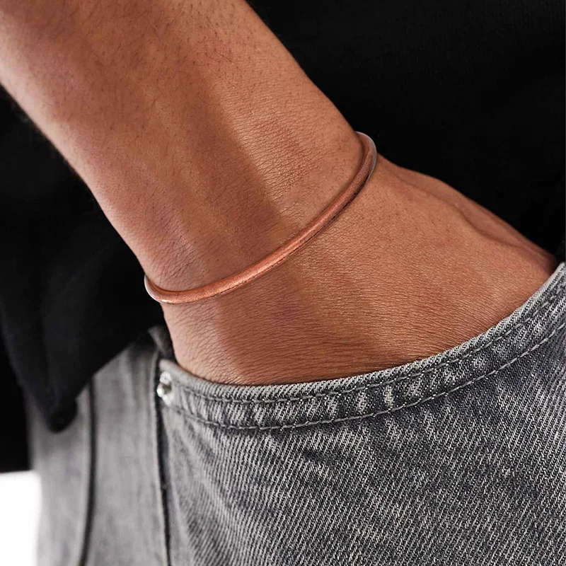 Reine Kupferarmbänder für Damen und Herren, wasserdichte Heilungsarmbänder für Herren, verstellbare klobige Heilungs-Kupferarmreifen, Schmuck – Detail 7