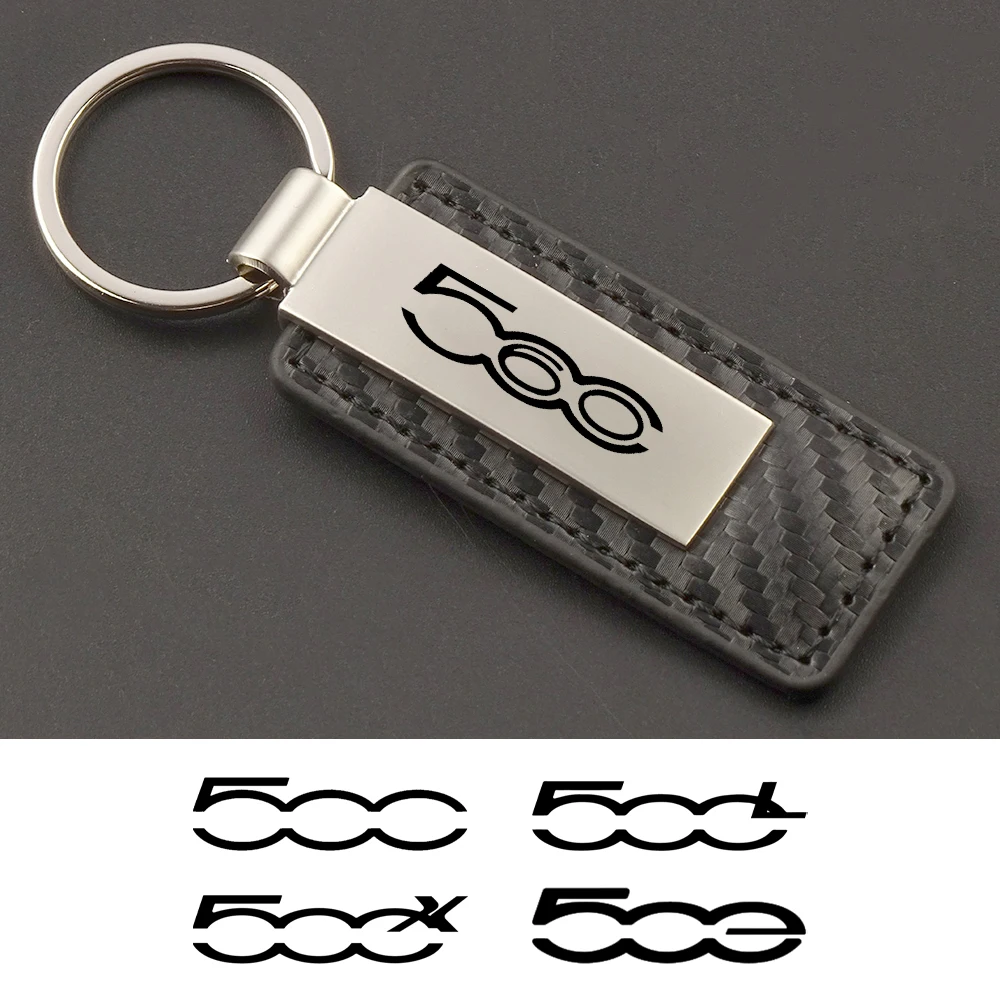 Car New Leather Metal Car Key Chain Keychain Car Key Ring For Fiat 500 60th HATCHBACK 500L 500S 500X 500C 500E Auto Accessories