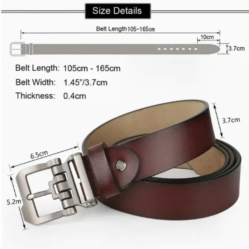 Große Größe 105-165cm Herren Gürtel aus reinem Rindsleder, verstellbar, lässig und formell, für Jeans und Hosen, ideales Vatertagsgeschenk für Papa – Detail 2