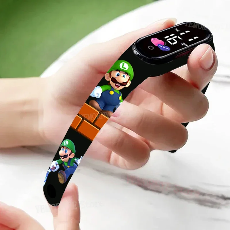 Mario Bros Children\'s Watches Action Figures Luigi Princess Peach Yoshi Bowser kids Sport Wristband Waterproof Digital Watch Toy