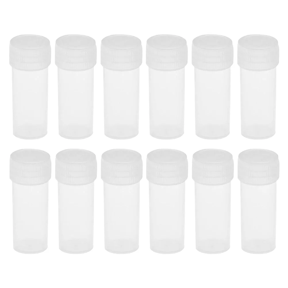 100 Pcs Sample Storage Bottle Test Tubes with Lids Container Bottles Cap Vial Small Plastic