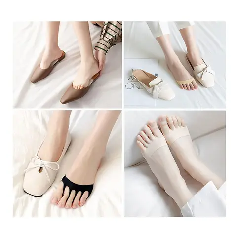 여성용 앞발 양말, 땀 흡수 하이힐, 반 손바닥 앞 미끄럼 방지, 다섯 손가락 양말, 보이지 않는 스플릿 토 양말, 5 켤레 Best5