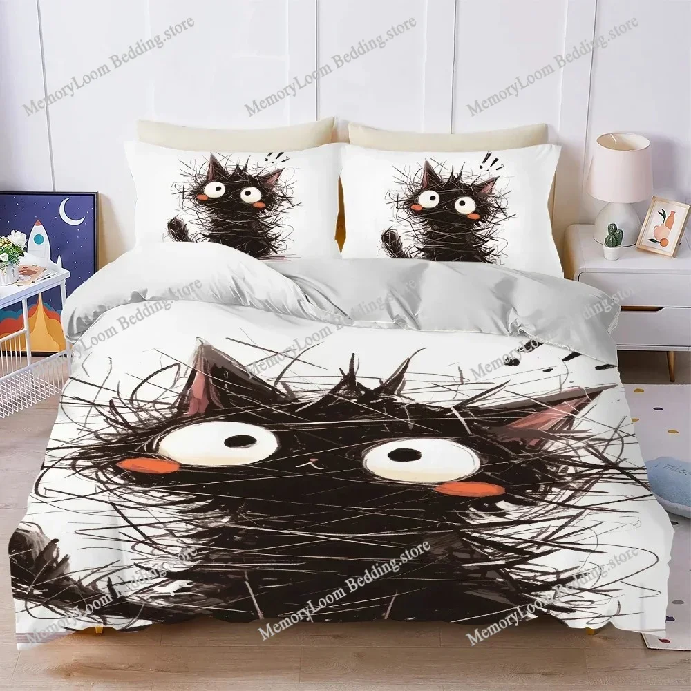 

Whimsical Cat Art Duvet Cover Set Home Style Bedding Soft Laundry Cotton Bed Four Seasons Student Dormitory Home Textileextile74