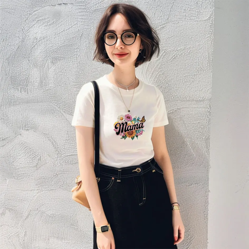 Retro baseball game day mama graphic Groovy flower bouquet mama typography iron on patches for clothes DIY Decoration