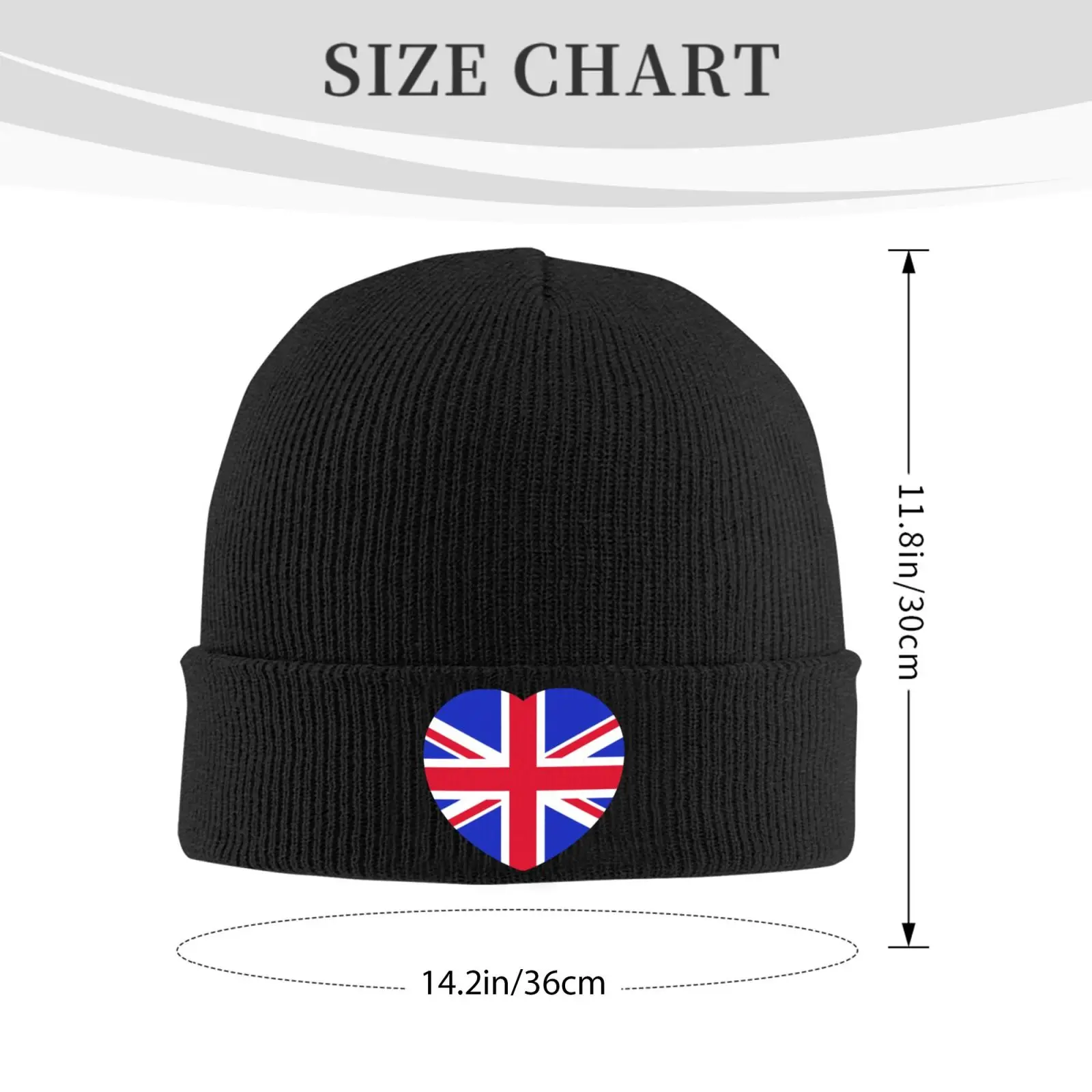 Heart Shape British Flag Unisex Knitted Hat Outdoor Warm Men Solid Color Crimping Skullies Beanie Cap Hip Hop