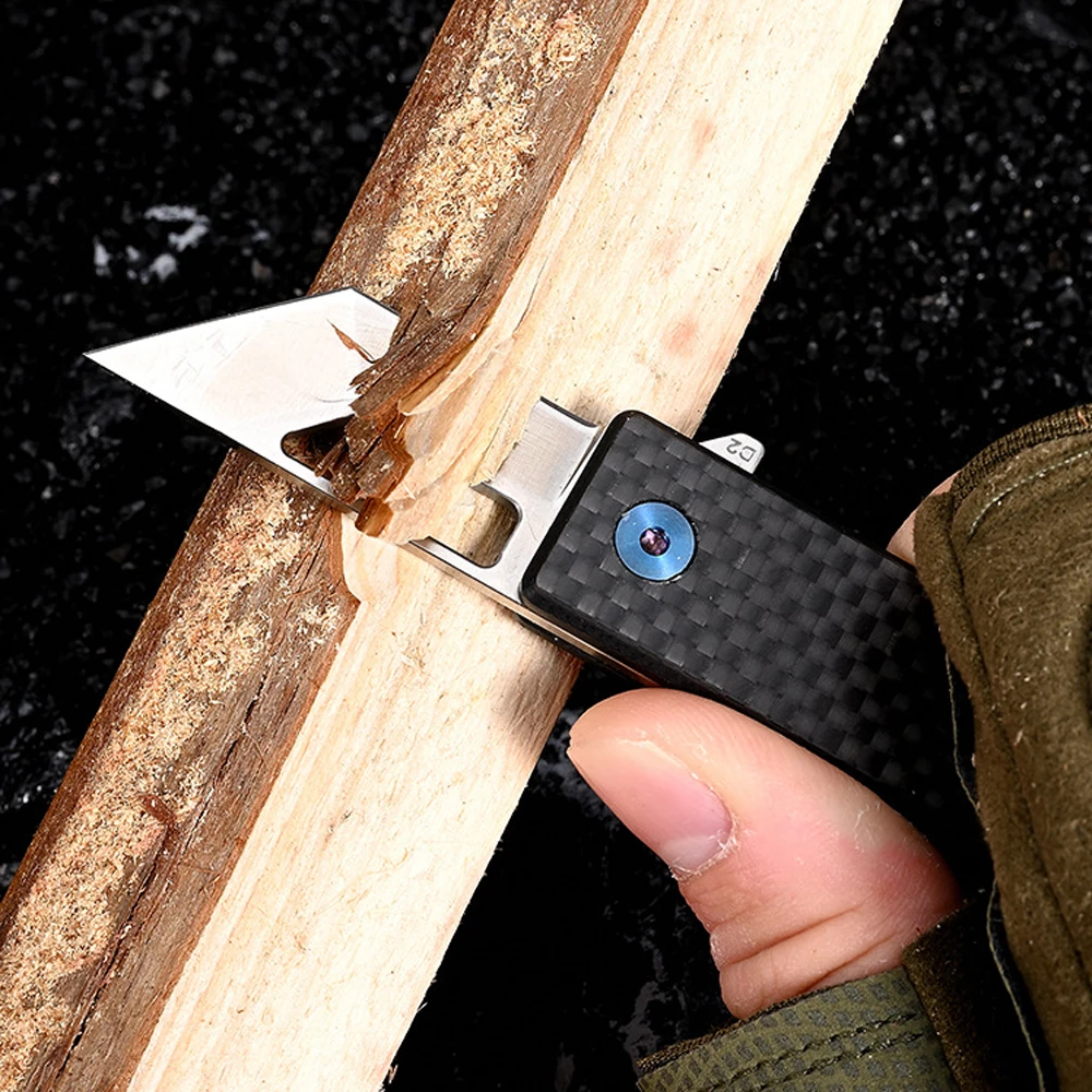 Carbon Fibre Handle Folding Knife Mini Sharp D2 Blades Pocket Knife Outdoor EDC Hand Tools Camping Survival Emergency Gadget