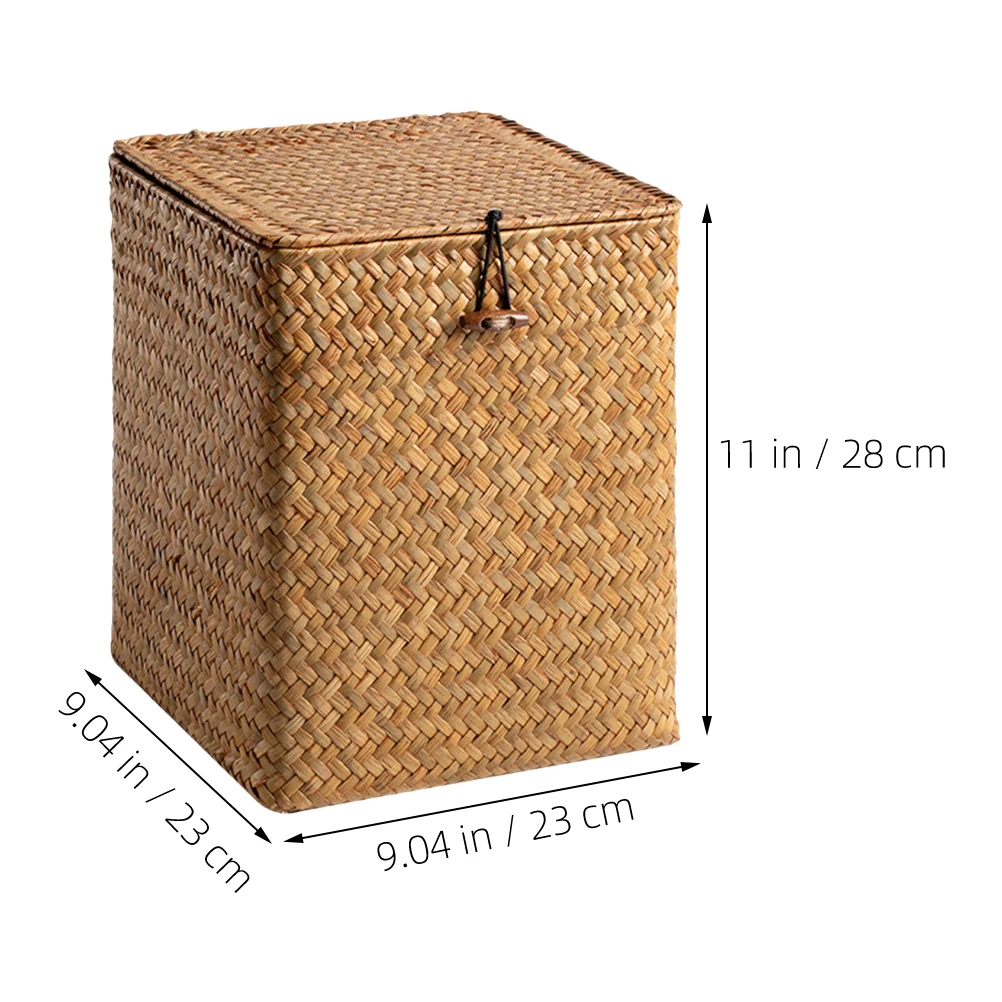 

Woven Storage Basket Natural Decorative Organizer Household Sundries Holder Home Office Bedroom Living Room Rustic Cotton