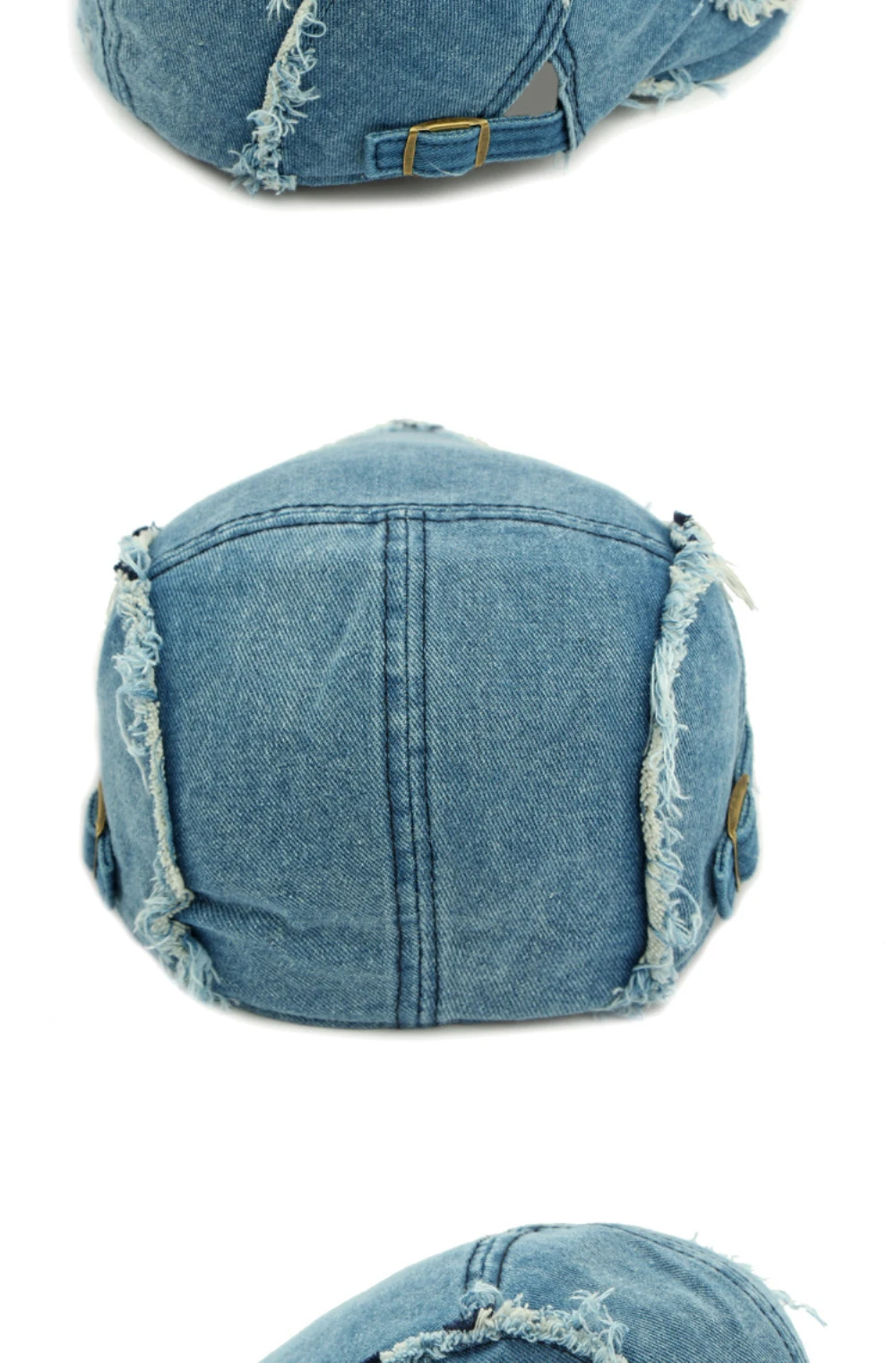 HT4792 Baskenmützen für Herren und Damen, Vintage Künstler-Mütze, Verstellbare Baumwoll-Ivy-Caps, Shabby Denim Baskenmütze – Detail 13