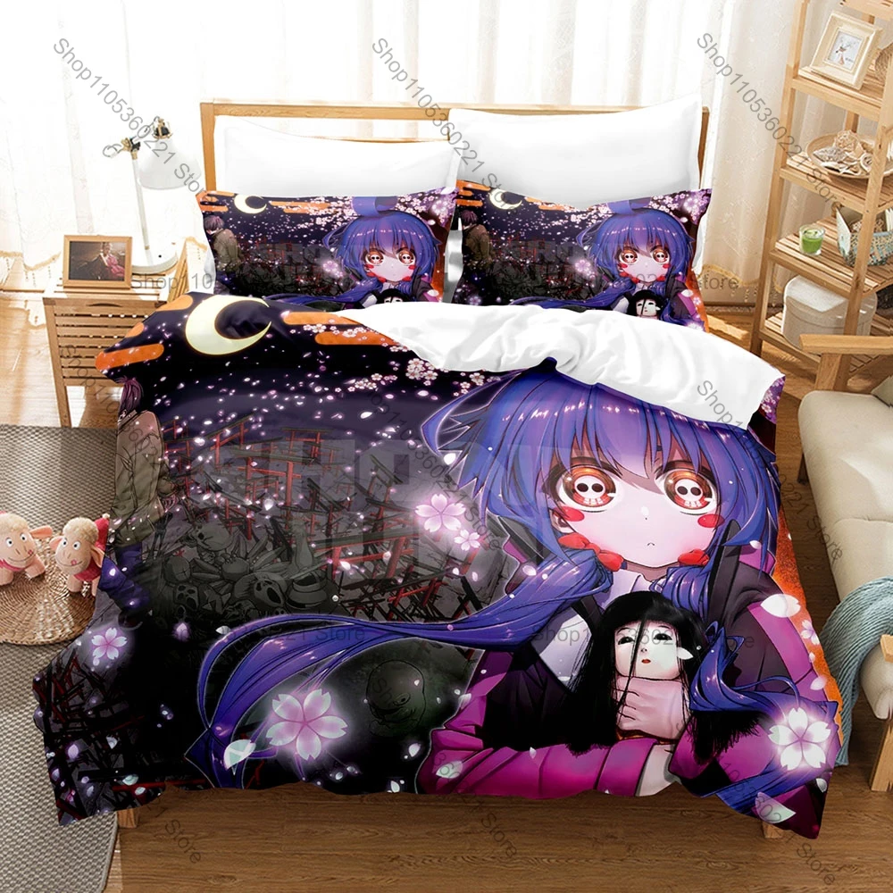 Cool Yayoi Houzuki Keitarou Eiko Cursed Rabbit Doll Red Sky Torii Gate Ghost Hunt Duvet Cover + 2 Pillowcases Anime 3pcs Bedding