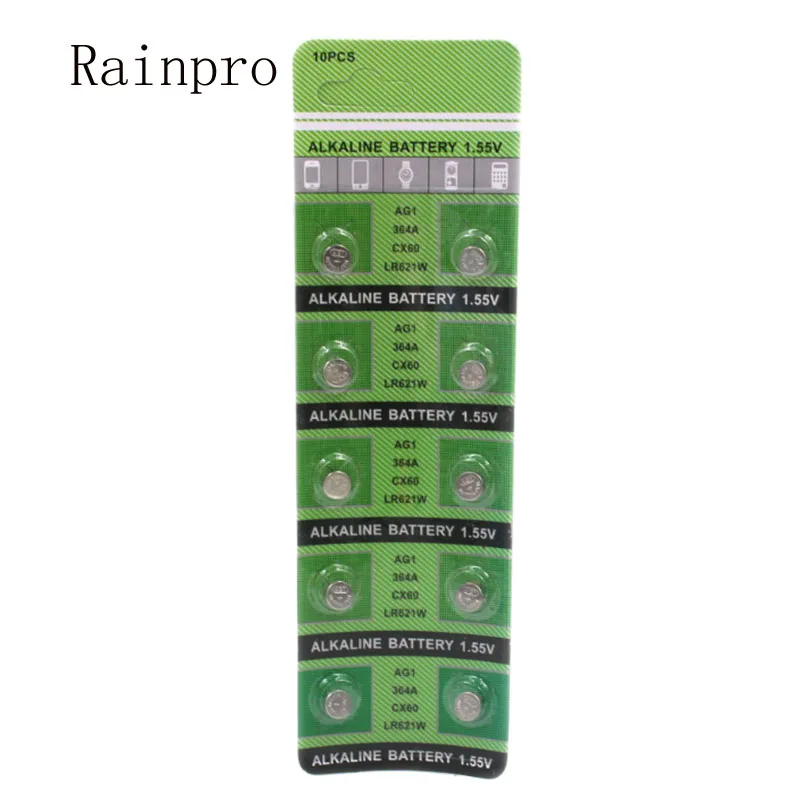 10 قطعة/الوحدة AG1 SR621SW LR621 364 164 بطارية زر بطارية قلوية للساعة الإلكترونية.