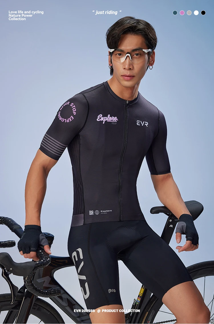 EVR Herren Sommer-Radtrikot Kurzarm-Rennrad-Oberteil Schnelltrocknendes MTB-Mountainbike-Shirt mit Taschen – Detail 2