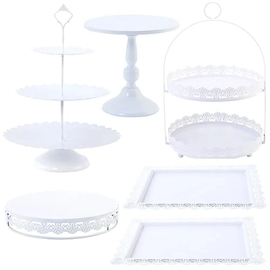 

6 Pcs Cake Stands Set Cake Display Pedestal Tiered Cupcake Holder Dessert Plate Serving Tower Tray Decorative for Wedding Birth