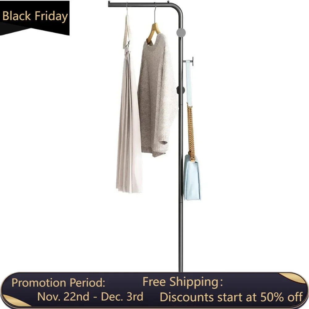 Black coat rack, white base, independent entrance hanger with 3 hooks, L-shaped home hanger