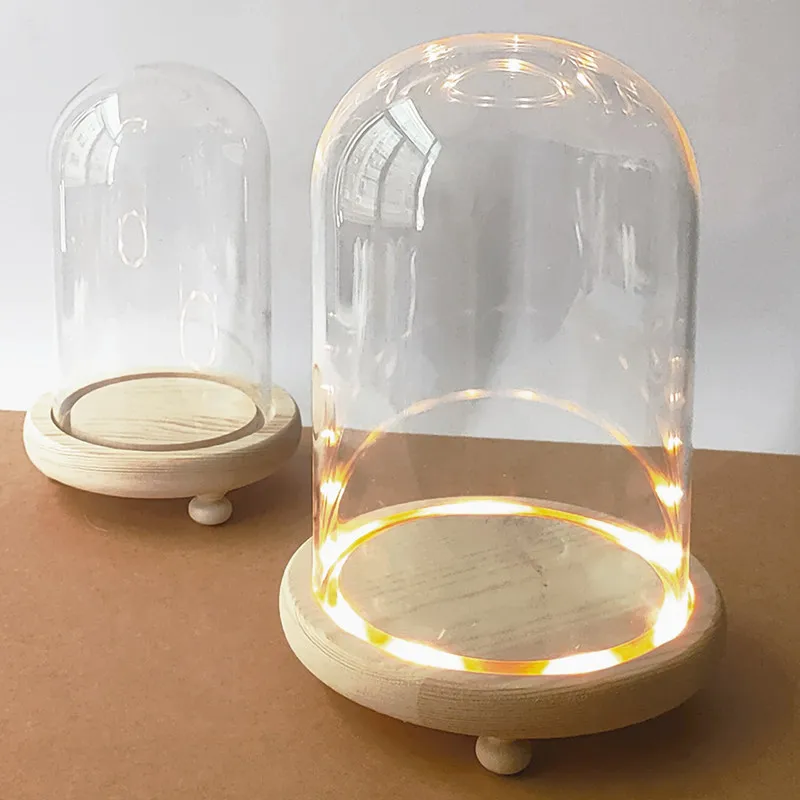 10*15 سنتيمتر صغيرة الحجم زجاج قبة زهرية ديكور المنزل مضيئة سجل قاعدة غطاء شفاف DIY بها بنفسك هدية الزفاف الدعامة #6