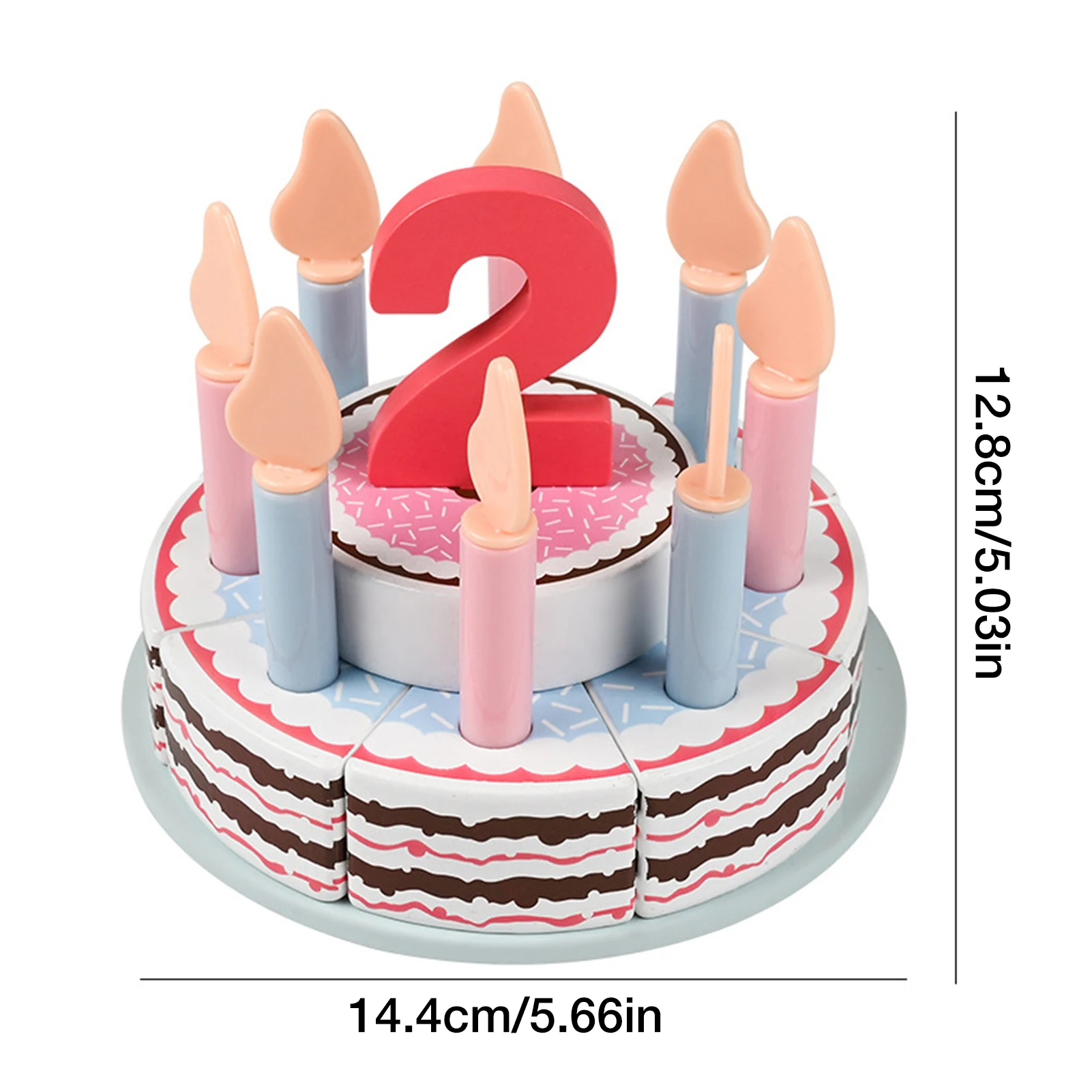 Wooden Birthday Cake Toy Miniature Food Wooden Cutting Birthday Cake Toys Food Set Learning Educational Montessori Party Toys