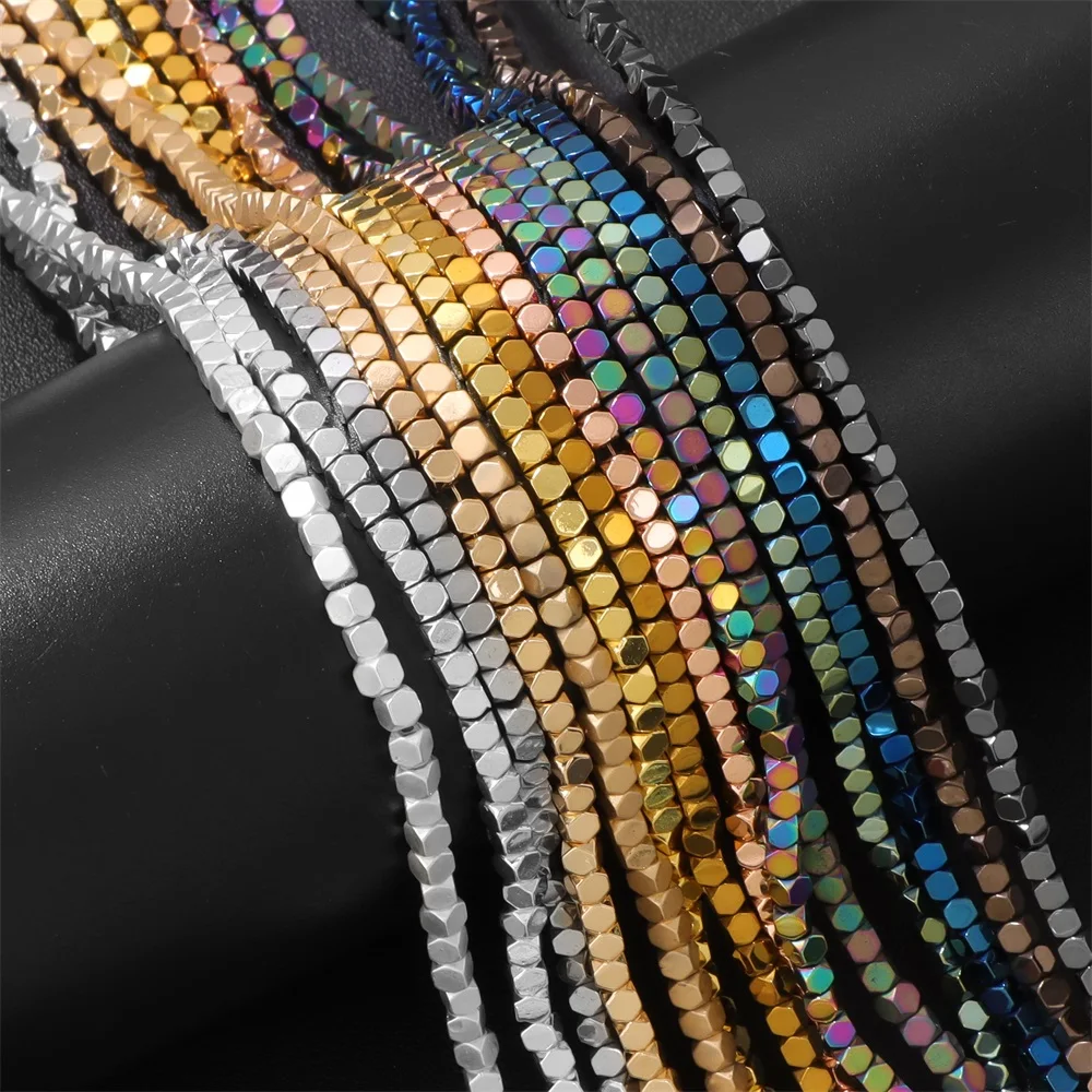 Natural Colorful Hematite Stone Bead 2.5-3MM Faceted Square Cube Loose Spacer Bead For Jewelry Making DIY Bracelet Necklace 40CM