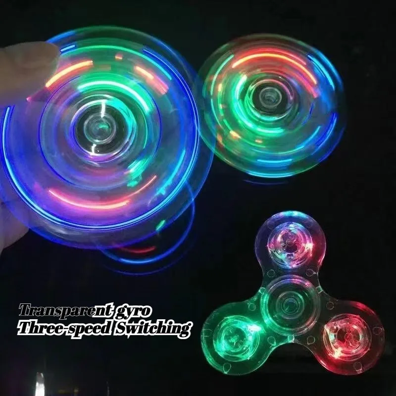 Świecący LED Spinner Antystresowy Świecący w Ciemności Najlepszy Sprzedawca Nowy Przezroczysty Spinner na Palec Zabawka Redukująca Stres