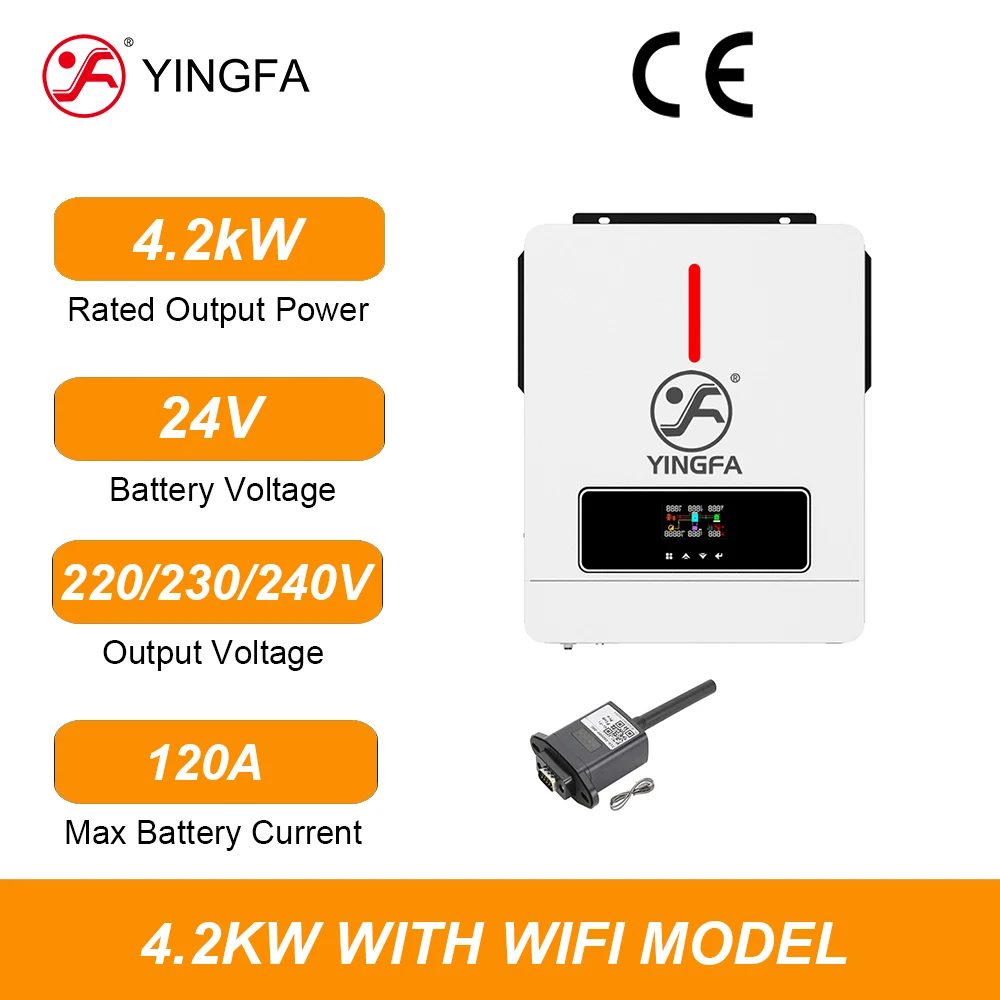 YINGFA EU Stock 4200W Solar Inverters With WIFI Module / 24V Battery MPPT Off Grid Tie Hybrid Solar Inverters