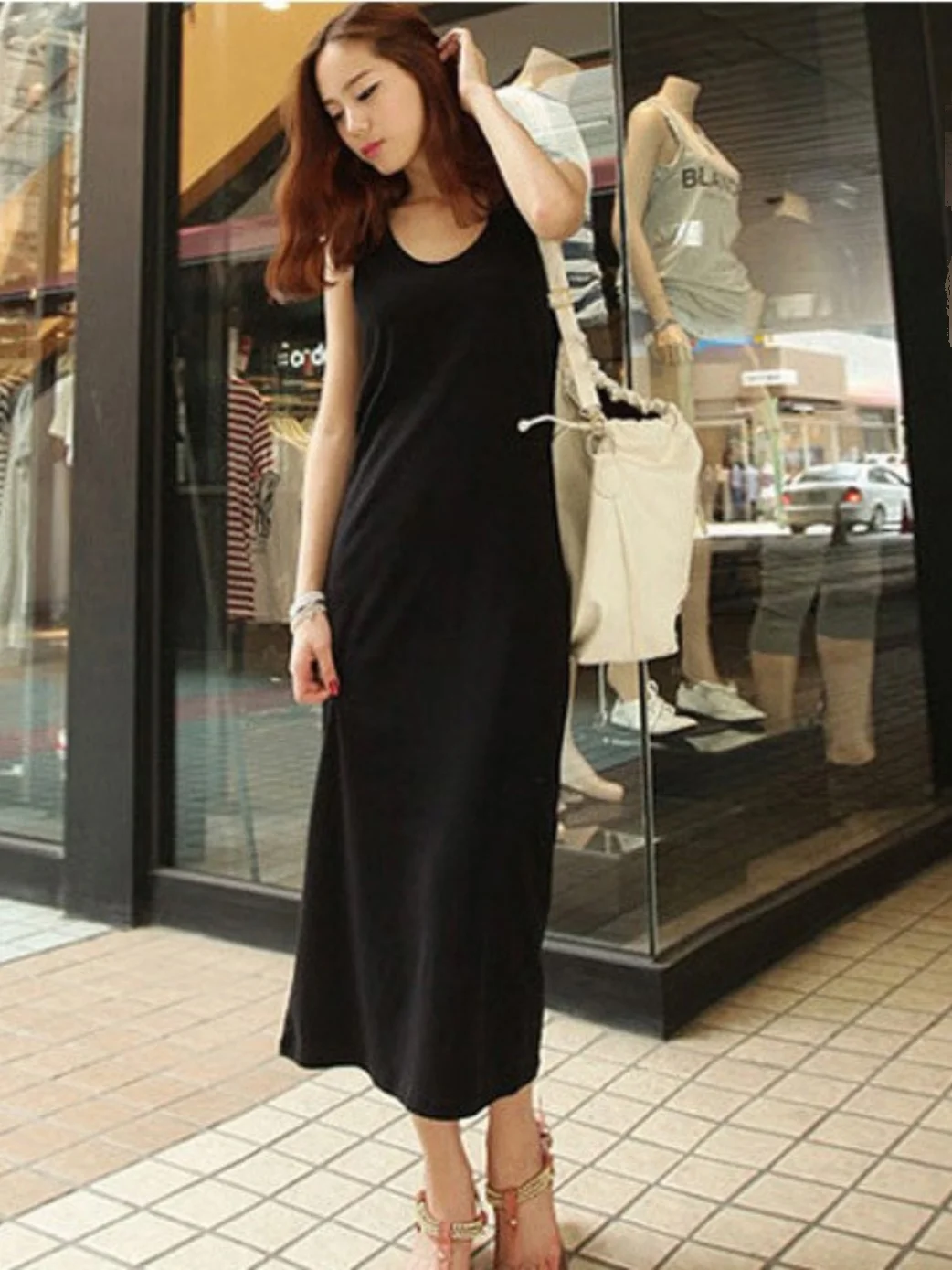 Primavera verão 2024 f modal regata saia vestido beachwear tamanho ande camada base vestido e casual moda