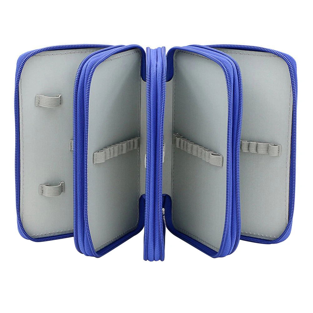 

Pencil Holder Organizer 4-Layer Colored Pencil Case Students Artists Eraser Sharpener Slots Nylon Pen Pouch Bag Handle