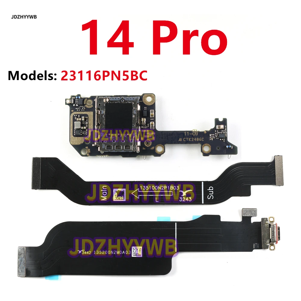 Image of Für Xiaomi 14 Pro 14 Pro USB Lade Board Port Motherboard Dock SIM Karte Reader Slot Fach Mic Stecker Bord mainboard Flex Kabel