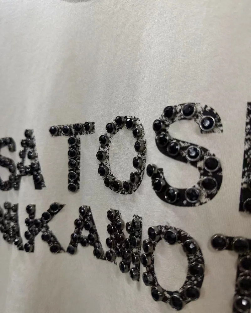 SATOSHI NAKAMOTO 26SS Men's  Women's White Crew Neck Distressed Vintage New Loose-Fit Trendy Short-Sleeve T-Shirt