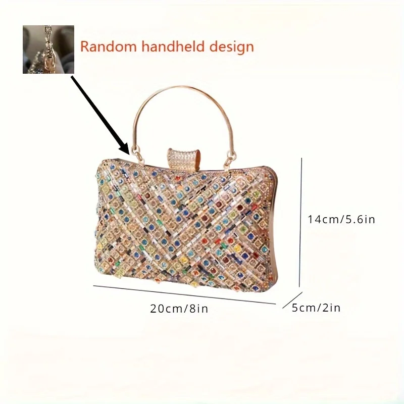 Diamond inlaid banquet bag, banquet bag, fashionable colored rhinestone bag