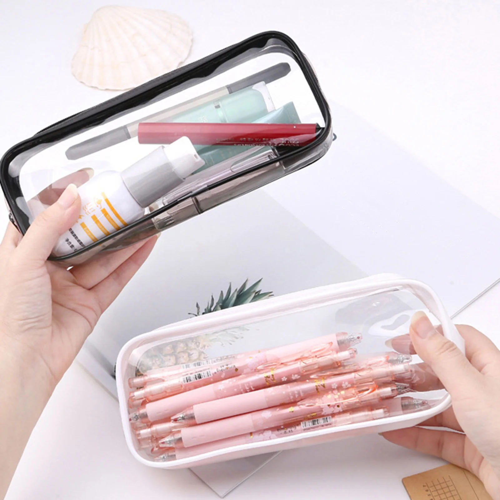 Stationery Transparent Pen Bag Convenient to Use Storage Cosmetic Bag for Friend Family Neighbors Gift