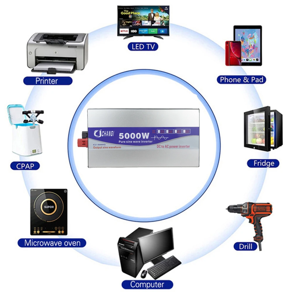4000/5000W Pure Sine Wave Inverter Power  DC12V 24V To AC220V Voltage 50/60HZ Voltage Power Converter USB Charger Solar Inverter