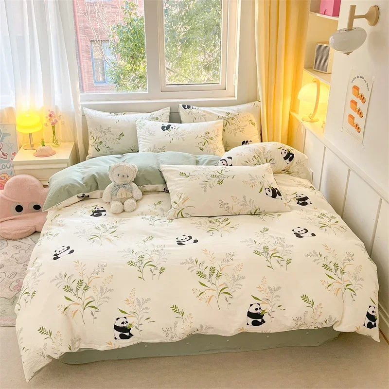 New Spring 100% Cotton Duvet Cover Set Fashion Floral Printed Queen Bedding Set Comfortable Skin Friendly Quilt Cover Set	3/4pcs