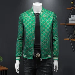 Luxury Men's Stand Collar Coat Spring and Autumn Fashion Brand Casual European Version All-Match Baseball Collar Slim Jacket