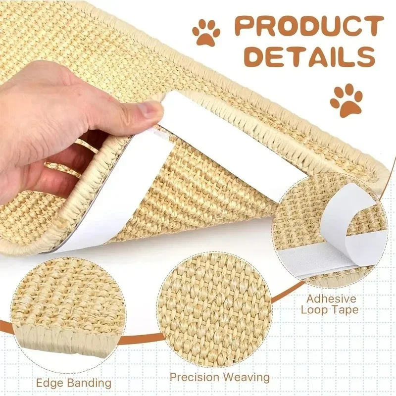 3/1PCS Natural Sisal Cat Scratcher Mat Cat Scratch Mats Cat Floor Scratching Pad Rug Protection Couch and Carpets Dog Supplies - Image 6