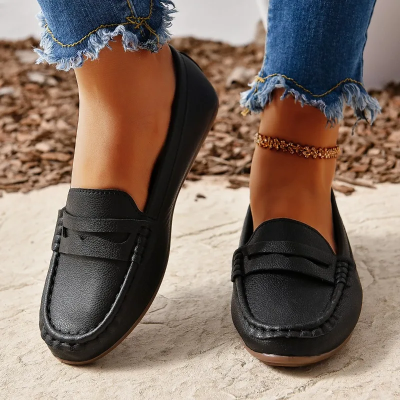 

New Fashion Women Oxford Shoes Double Buckle Slip on Flat Shoes Women Flats Black Loafers Comfortable Shoes Casual Zapatos Mujer