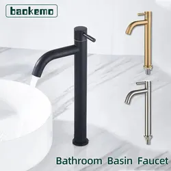 Baokemo Stainless Steel Quick Open Heighten Single Cold Kitchen Sink Faucet Bathroom Counter Basin Tap