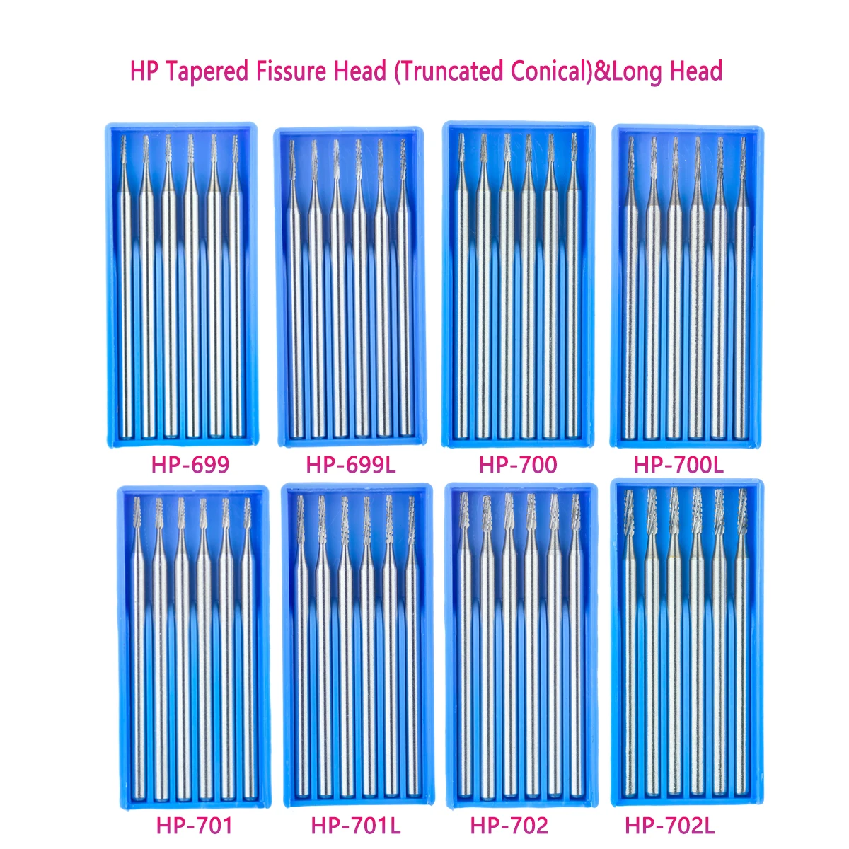 Dental Tungsten Carbide Burs Tapered Fissure Cross Cut Head Dental Strawberries HP For Straight Nose Cone Handpiece Dia2.35mm