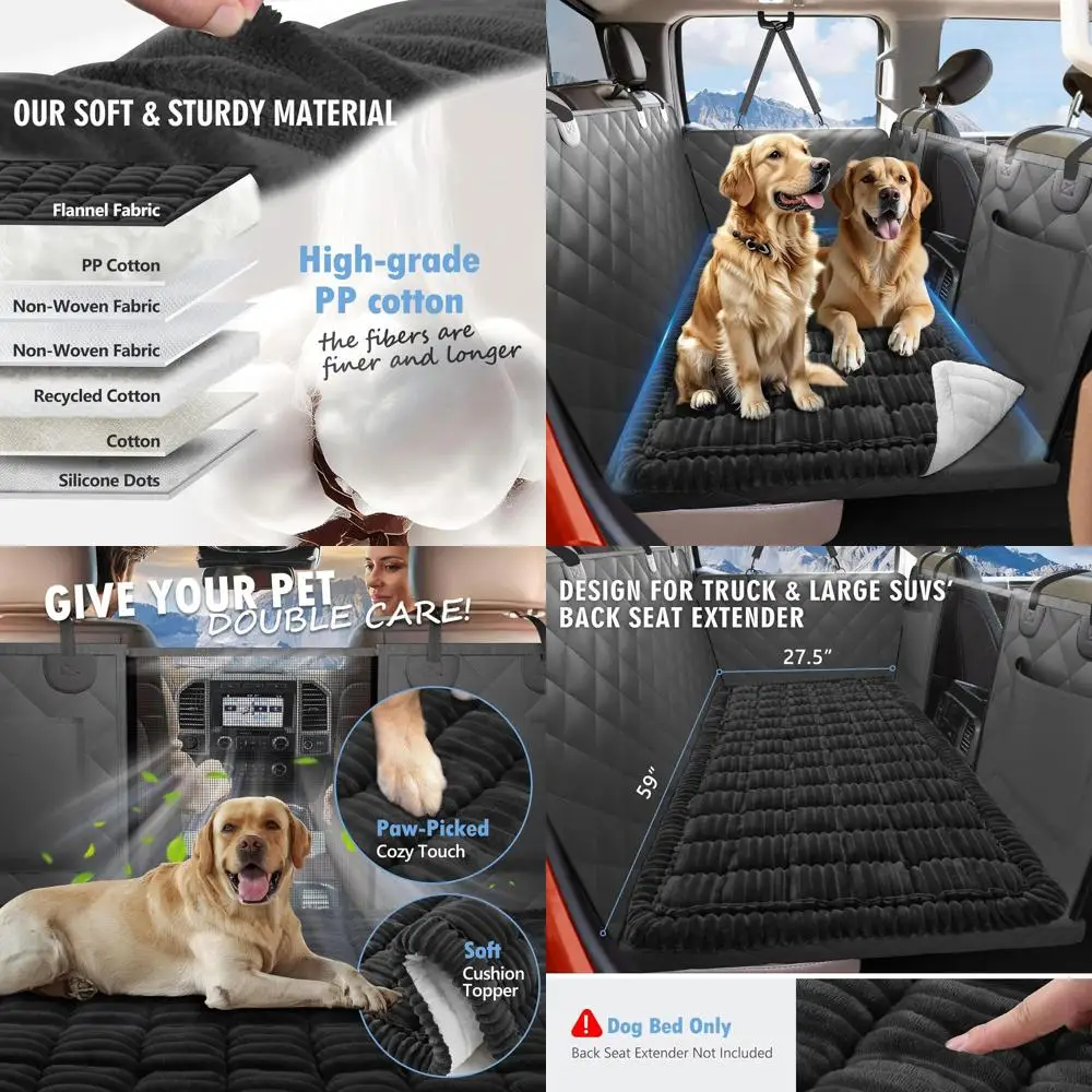

Non-Slip Soft Truck Dog Bed, Comfortable Back Seat Pet Mat for Travel, Black 59x27.5