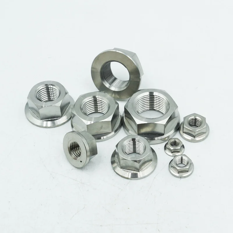 M4 M5 M6 M7 M8 M10 M12 M14 M16 M18 M20 Titanium Flange Nuts Hex Hexagon 6Al-4V DIN6923 Grade 5