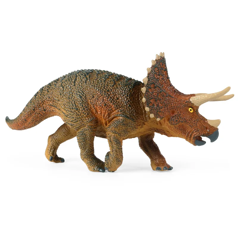 Children's simulation golden Triceratops Dinosaur animal model toy broken mouth dragon three horn dragon solid model decoration