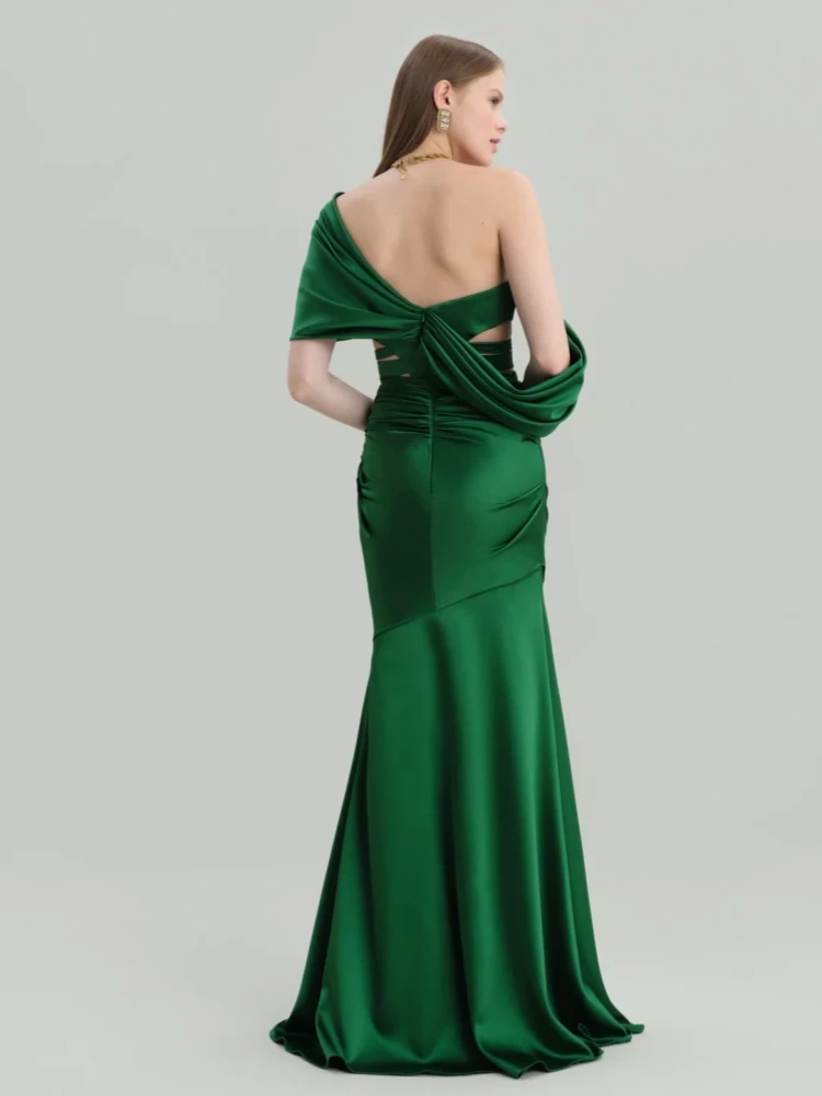 Sexy uit de schouder uitgehold bandagejurk dames mouwloze uitgesneden asymmetrische lange bodycon-jurken avondjurken