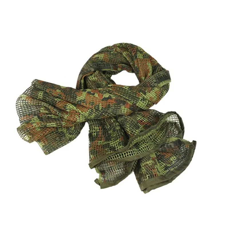 Tactical Scarf Camouflage Mesh Neck Scarf  Net  Sniper Face Scarf Veil Shemagh Head Wrap for Hunting Camping 190*90cm