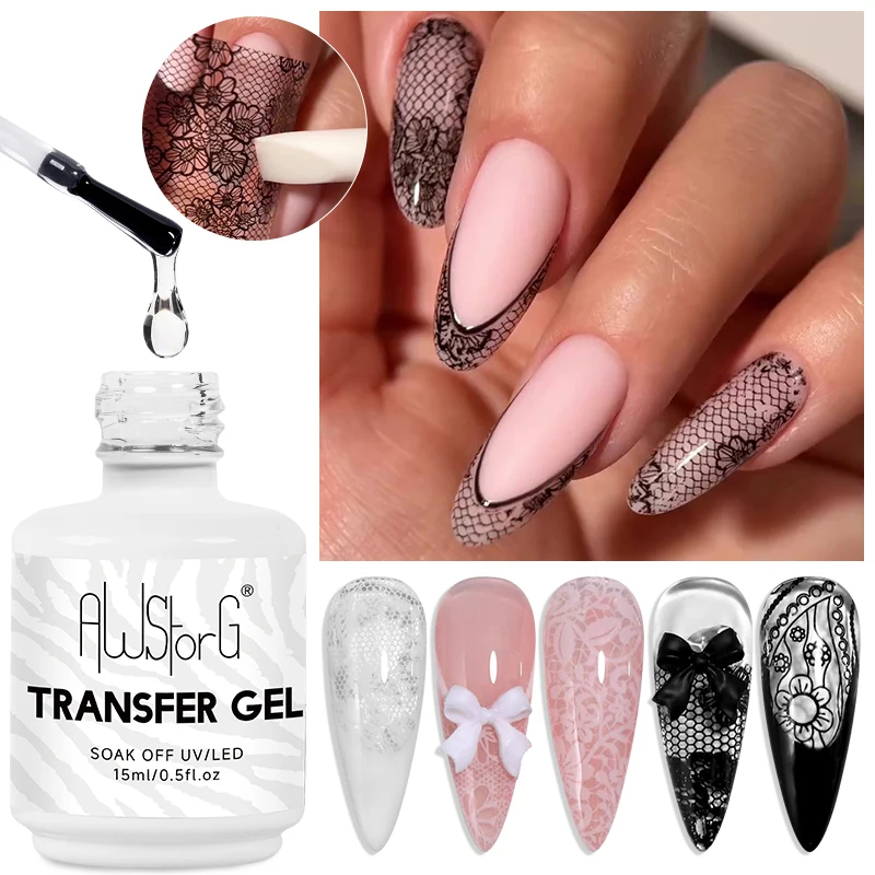 AWStorG 15ML Nail Foil  Gel Foil Transfer Gel for Nails Stickers Transfer Nail Art Gel Nail Polish Manicure DIY