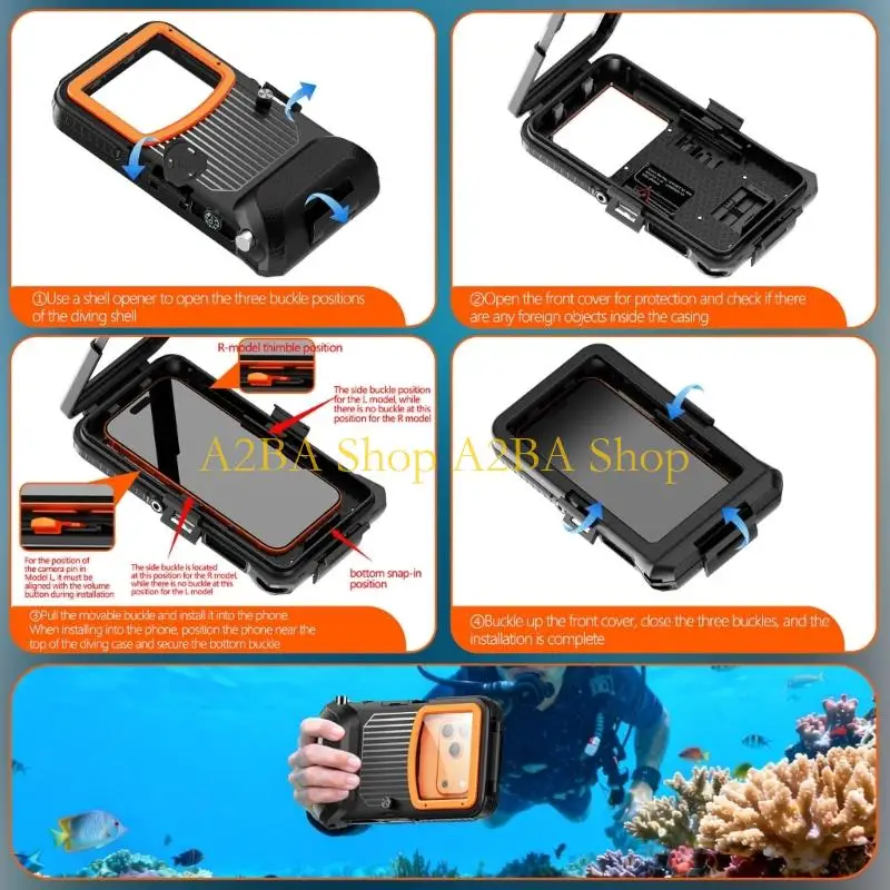 A2BA Universal Professional Underwater Housing For Smartphones 50 Foot Water Resistant Including Pressure Adjustment Feature
