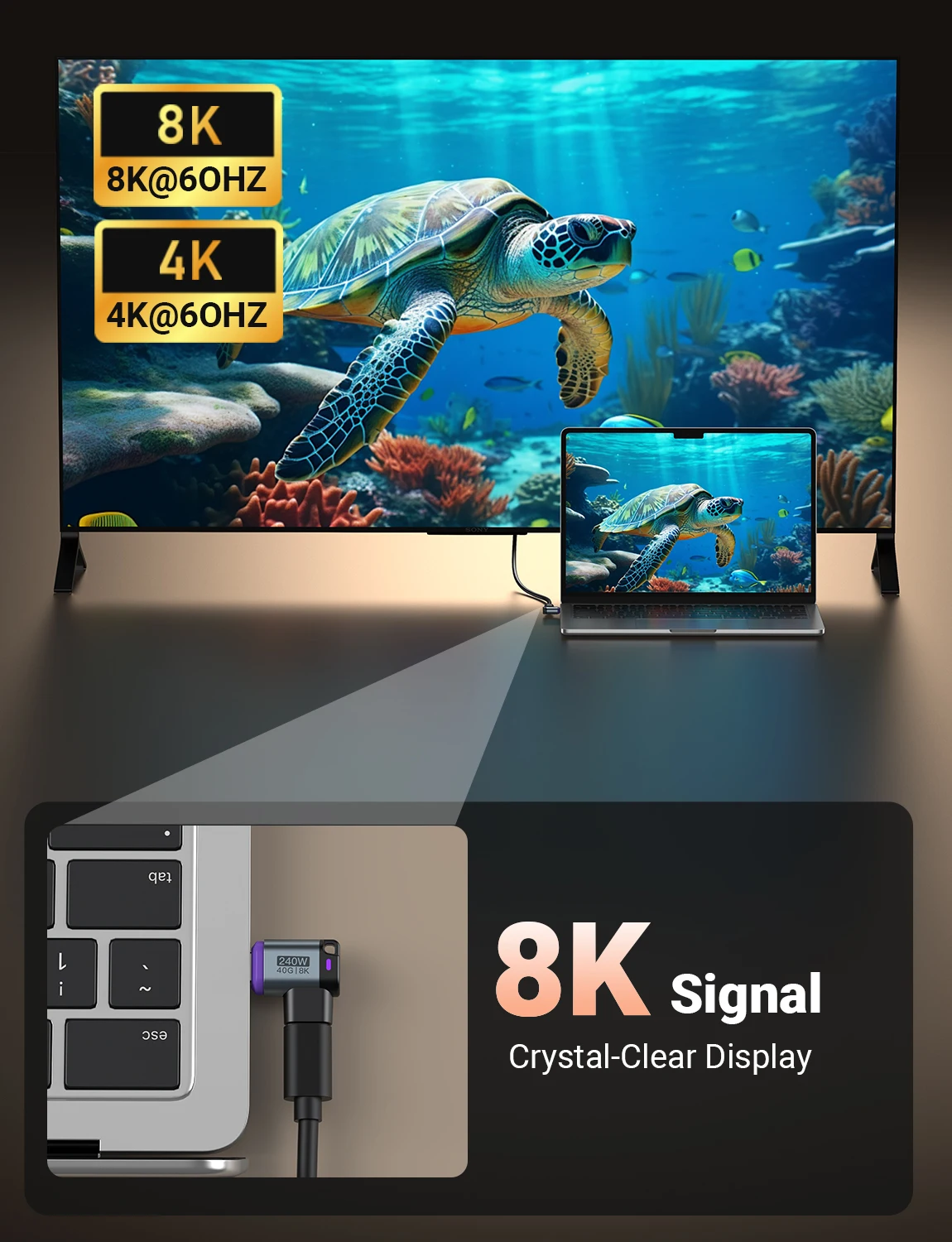 Adapter magnetyczny AUFU USB4 Thunderbolt3 USB C 240W 40G Szybkie ładowanie Konwerter magnetyczny USB C żeński 8K@60Hz Adapter USB typu C OTG — zdjęcie produktu 3