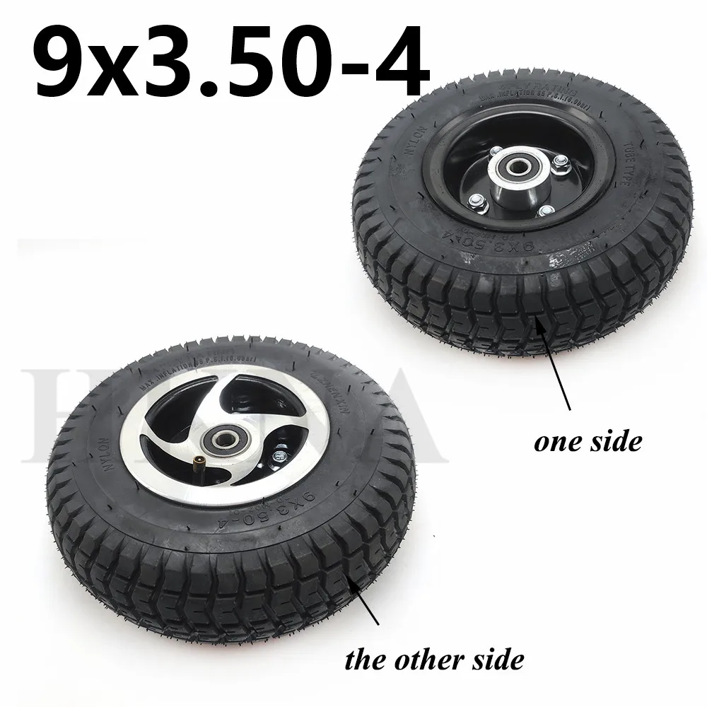 Hot Sale 9 Inch 9x3.50-4 Pneumatic Wheel Tire with Alloy Hub/Rim for Tricycle Elderly Electric Scooter Tyre Accessories