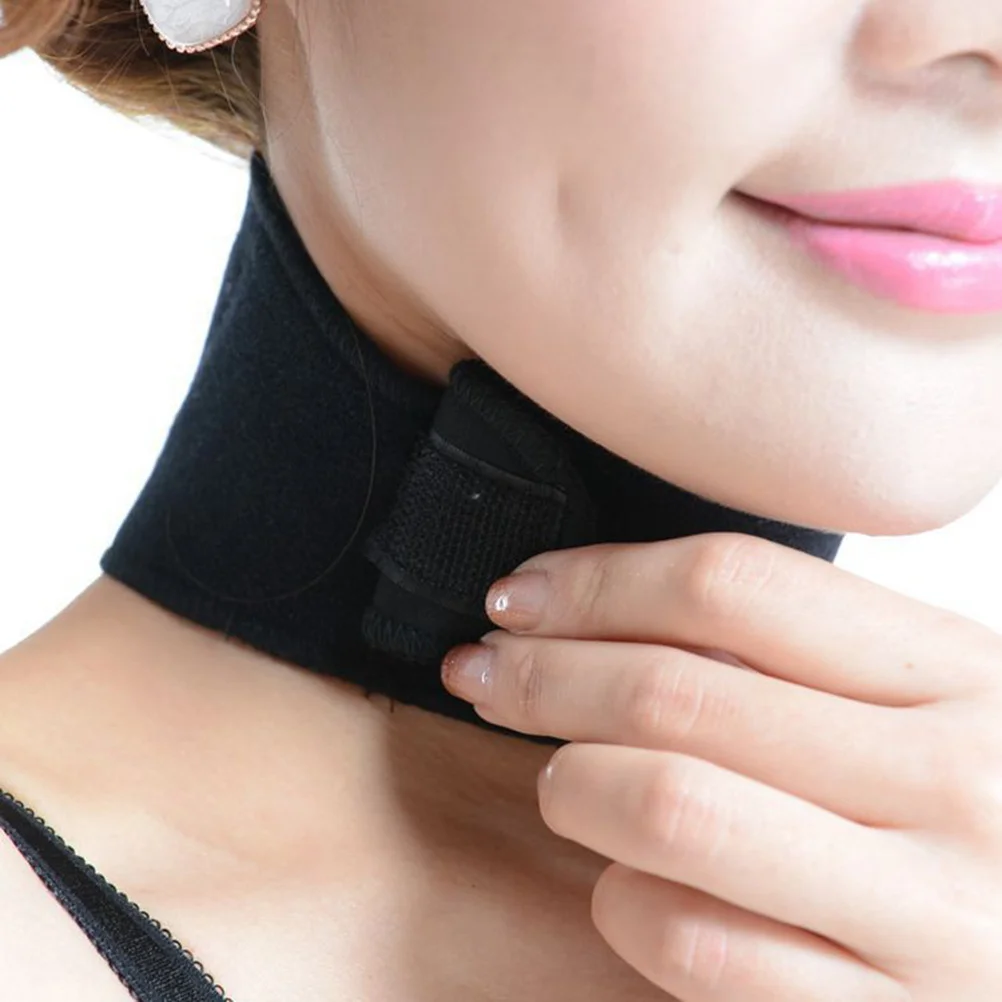 

2Pcs Neck Protect Collar Magnetic Therapy Self Heating Soft Breathable Support Pain Relief Black Magnetic Neck Brace