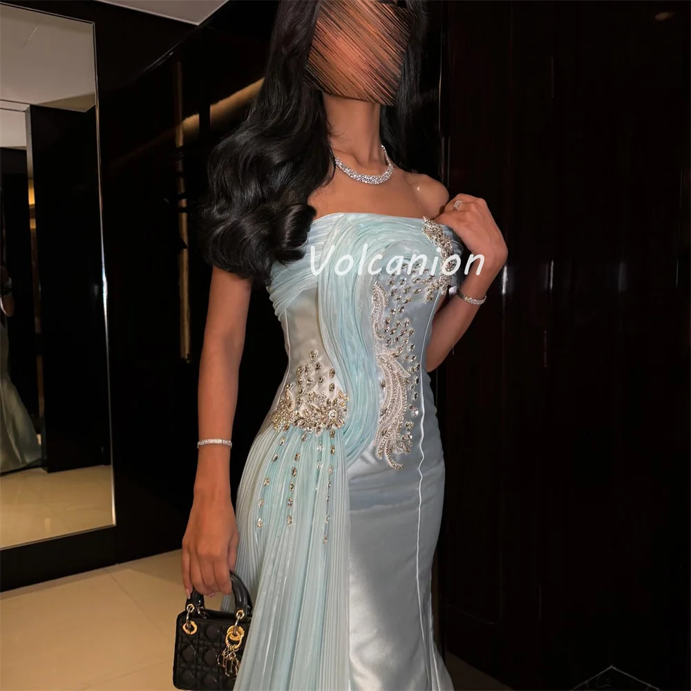 Customized Exquisite Fashion Charmeuse Rhinestone Beading Mermaid Off-the-shoulder Long Dresses Bespoke Occasion Dresses Elegant