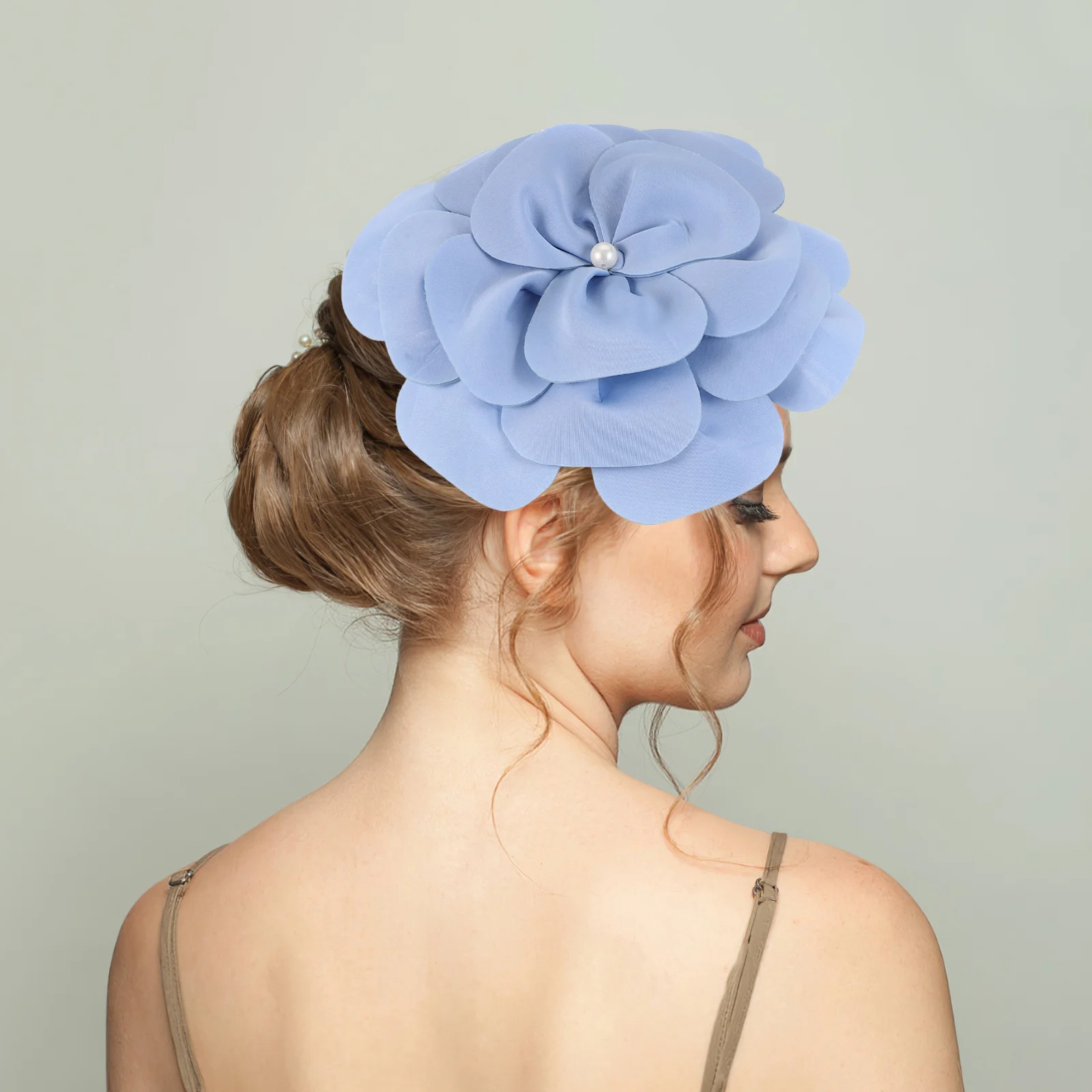 

Bridal Flower Hair Headband Large Fascinator Hat for Women Wedding Tea Party Cocktail Event Floral Hair Accessory