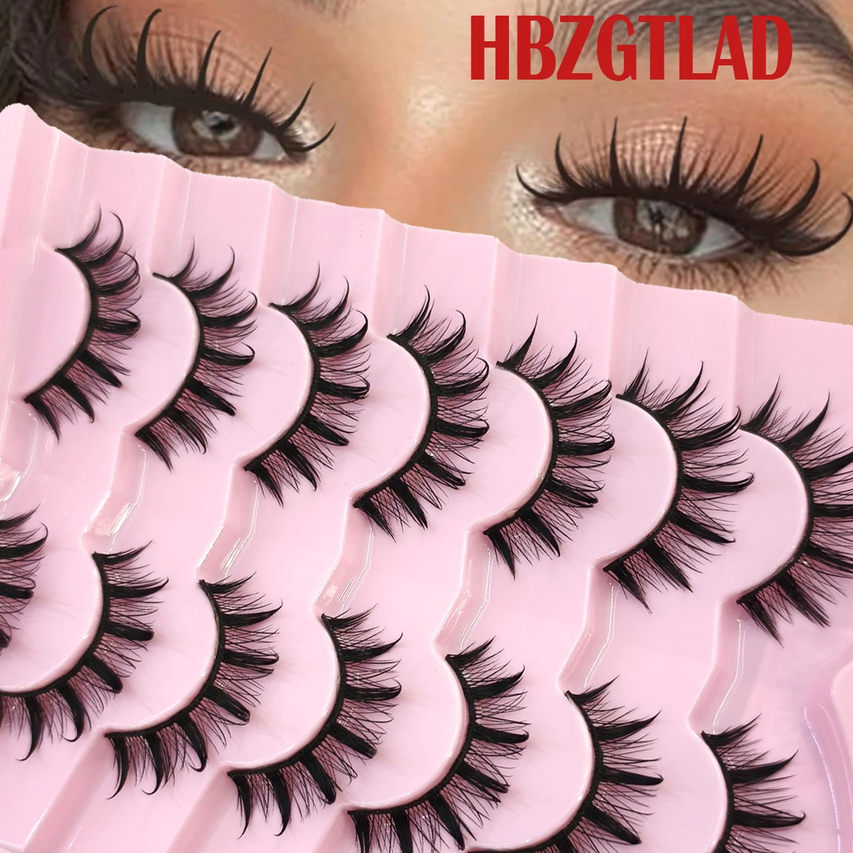 HBZGTLAD 3DCat Eye Lashes Faux Mink Lashes Manga Lashes Styles Soft Cross Wispy Natural Winged End Eye Längliches Wimpern-Make-up